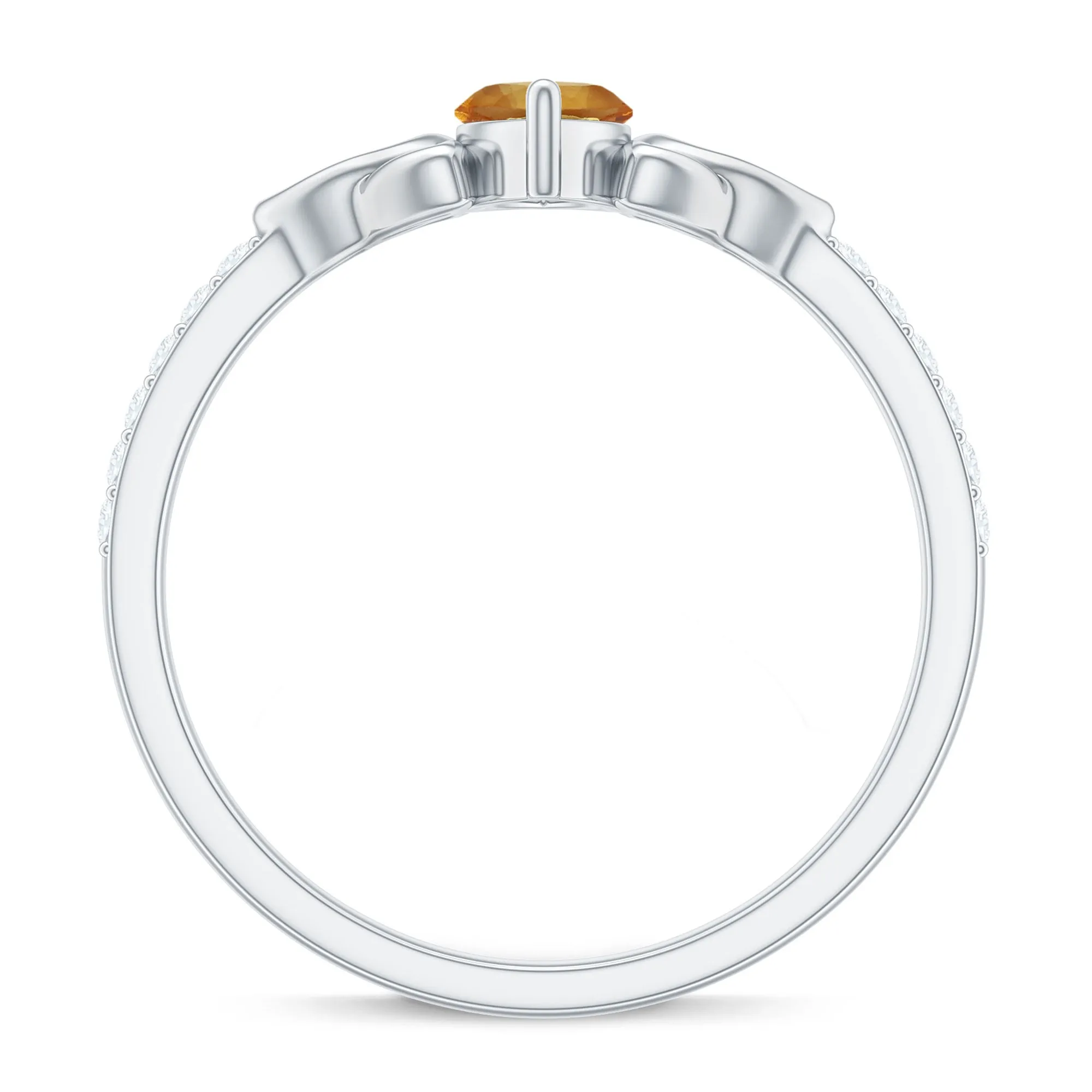 1 CT Marquise Cut Solitaire Citrine Celtic Knot Ring with Diamond