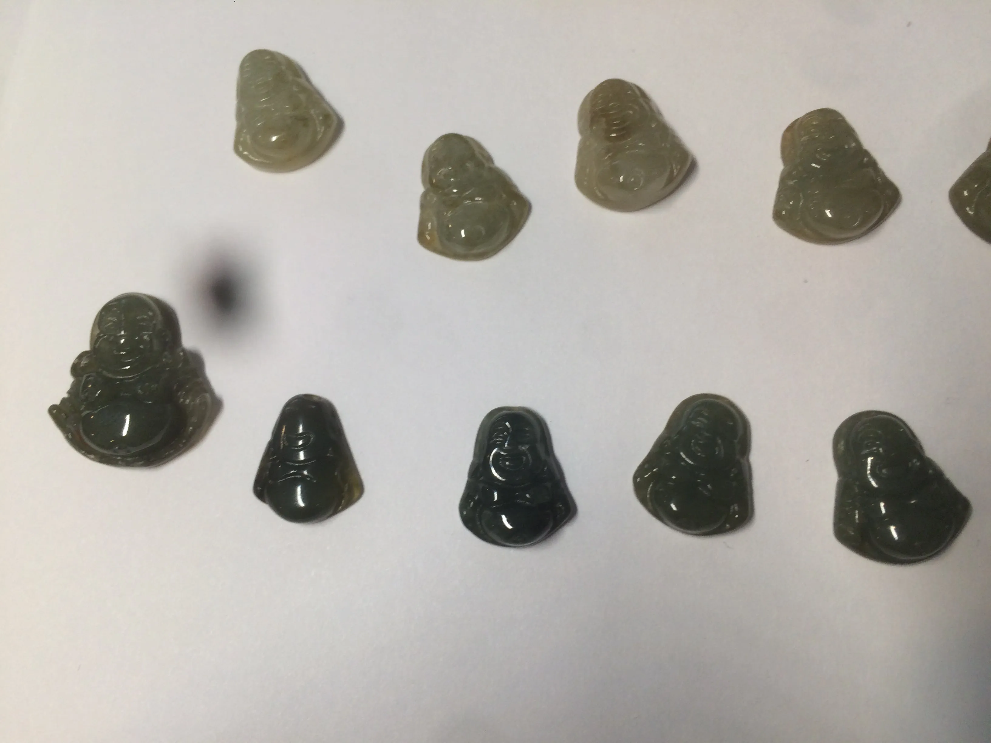 100% Natural type A dark green/brown small happy buddha (拇指佛) jadeite Jade beads AF29