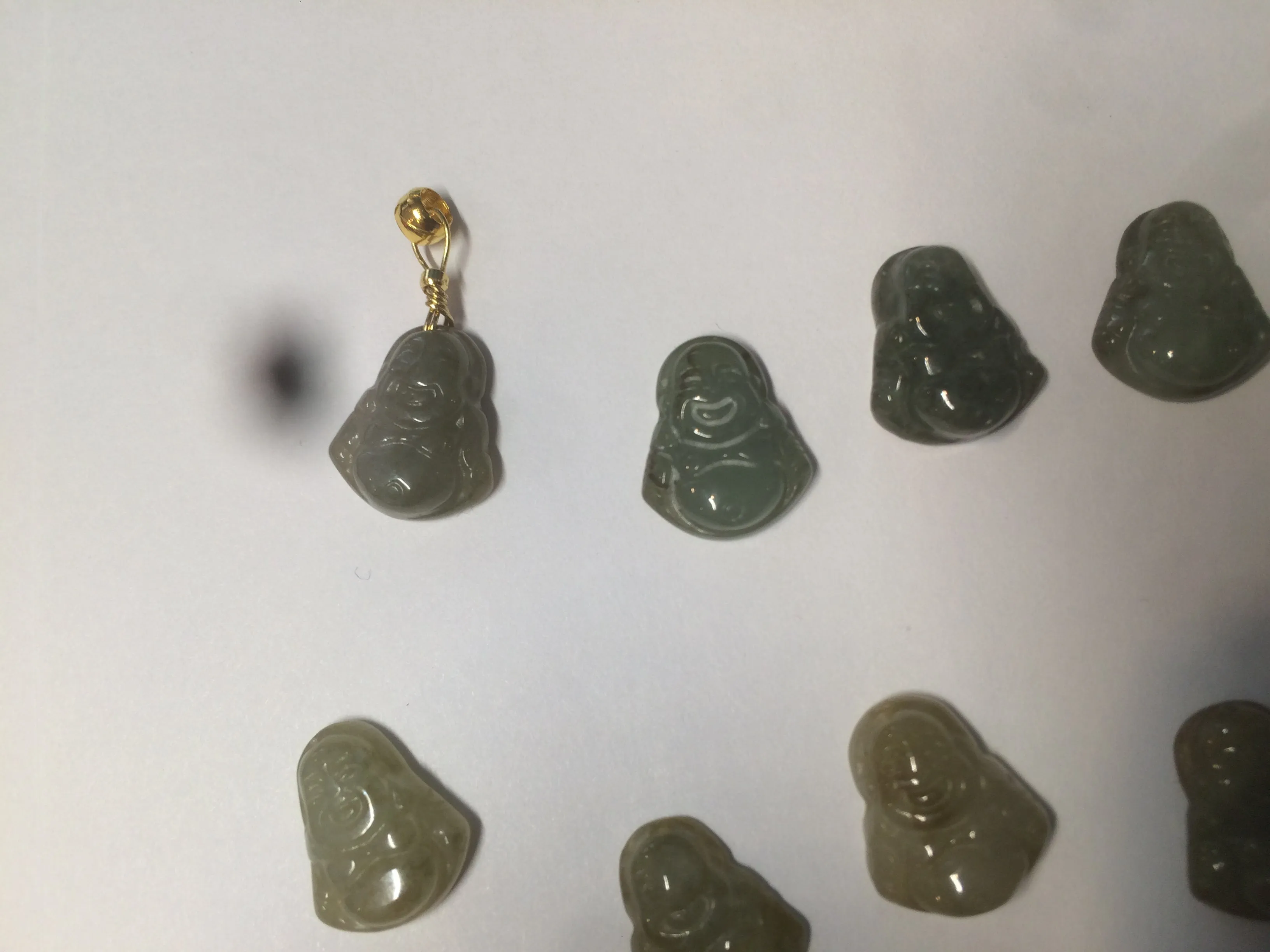 100% Natural type A dark green/brown small happy buddha (拇指佛) jadeite Jade beads AF29
