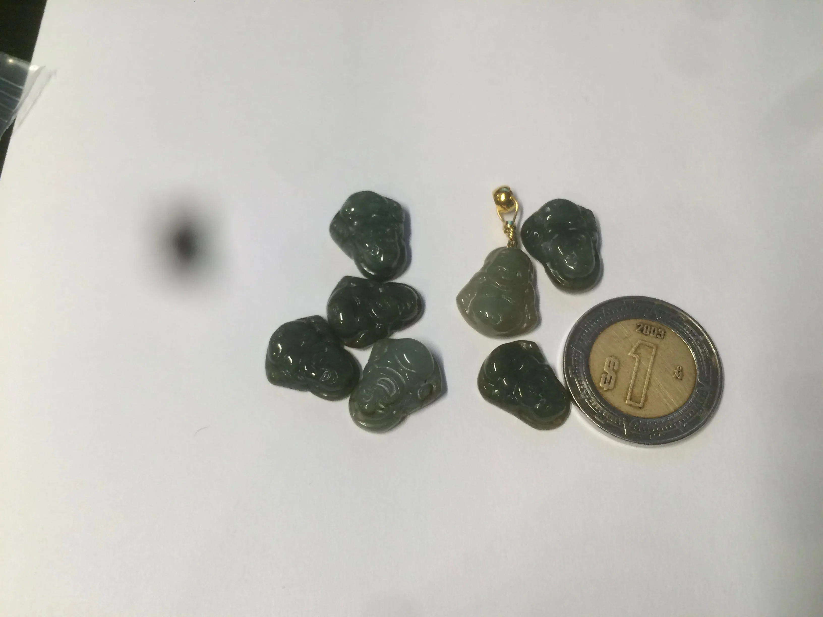 100% Natural type A dark green/brown small happy buddha (拇指佛) jadeite Jade beads AF29