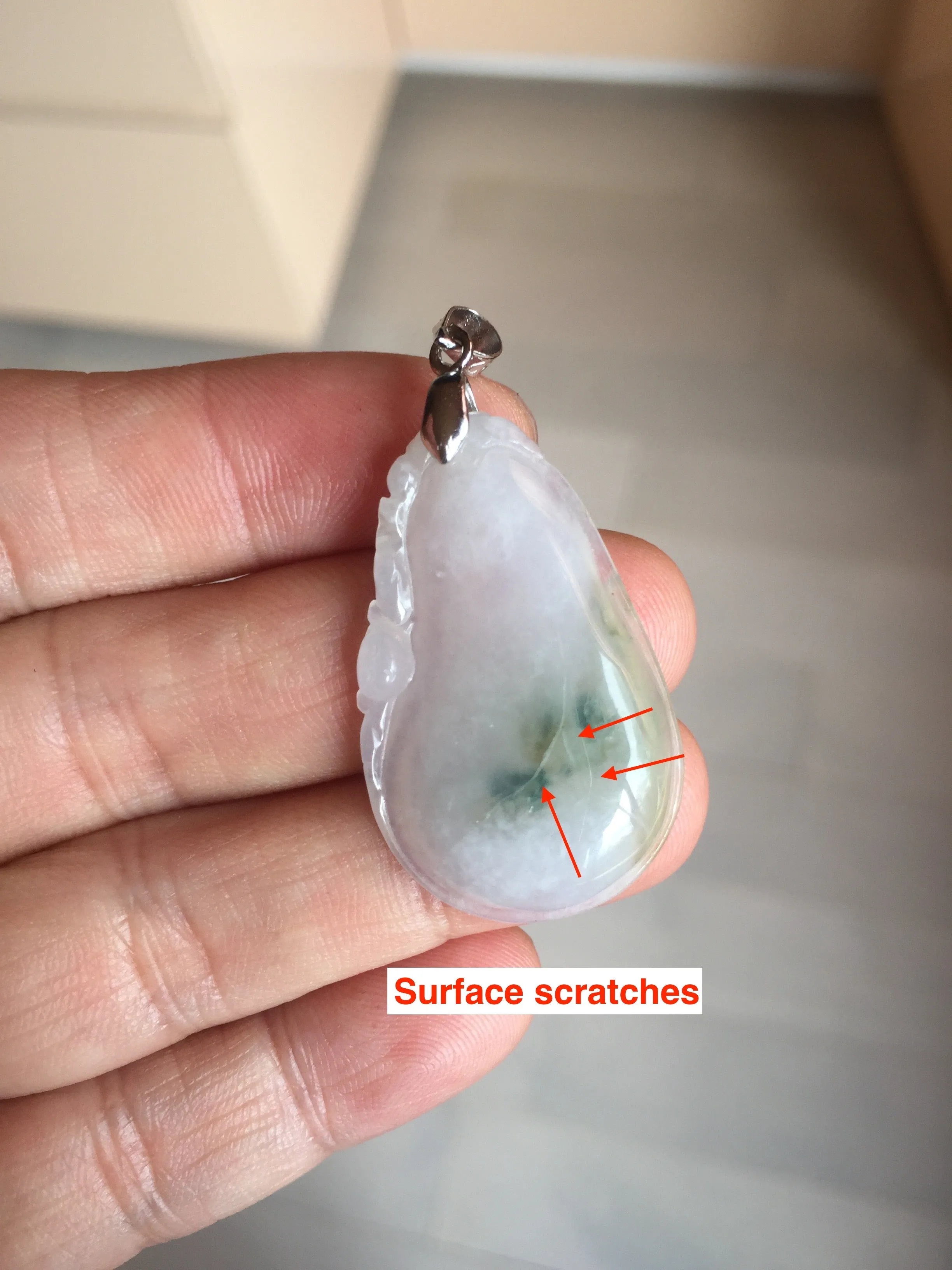 100% natural type A icy watery light purple green blessed melon(福瓜) Jadeite Jade pendant AX144