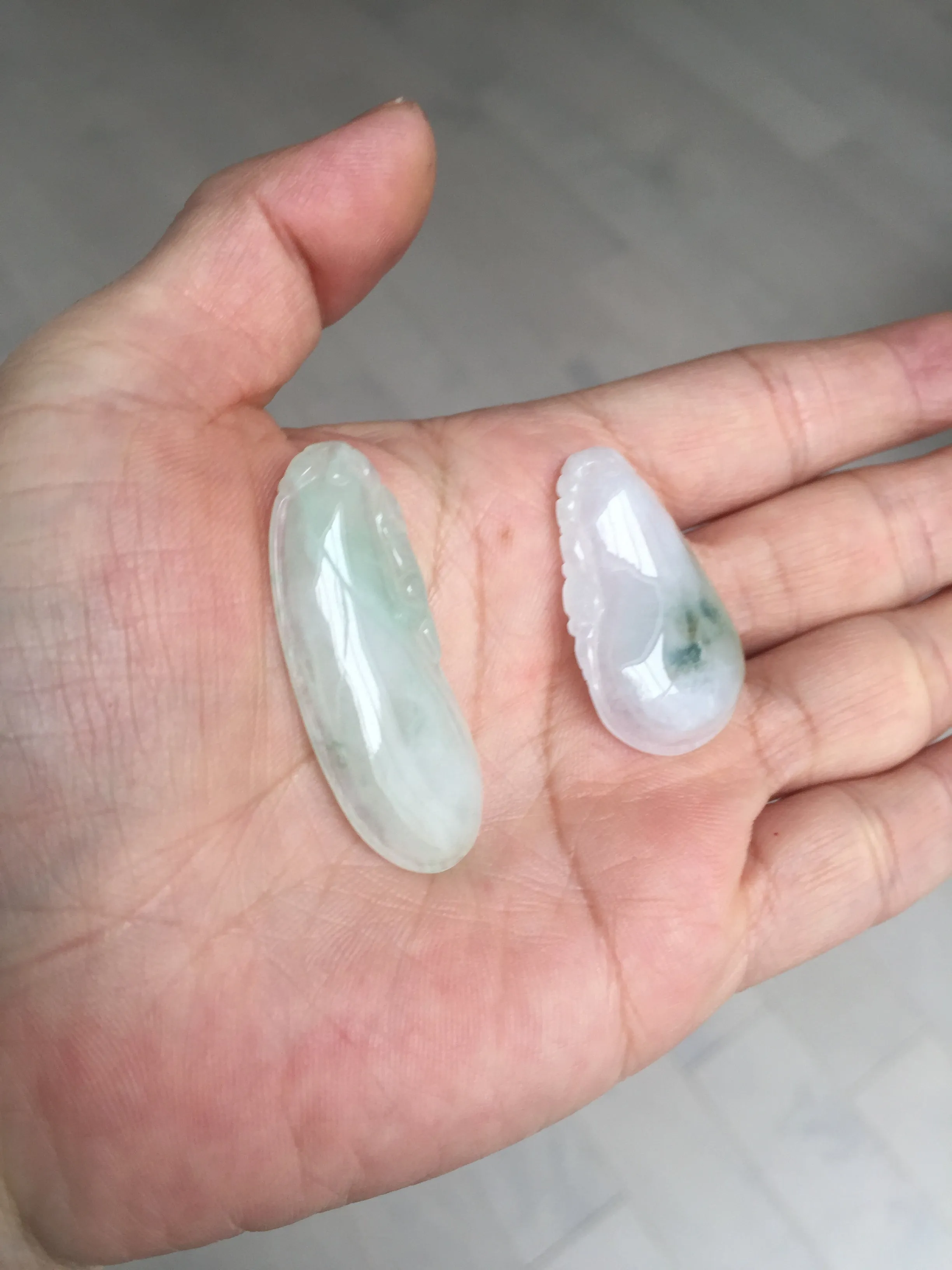 100% natural type A icy watery light purple green blessed melon(福瓜) Jadeite Jade pendant AX144