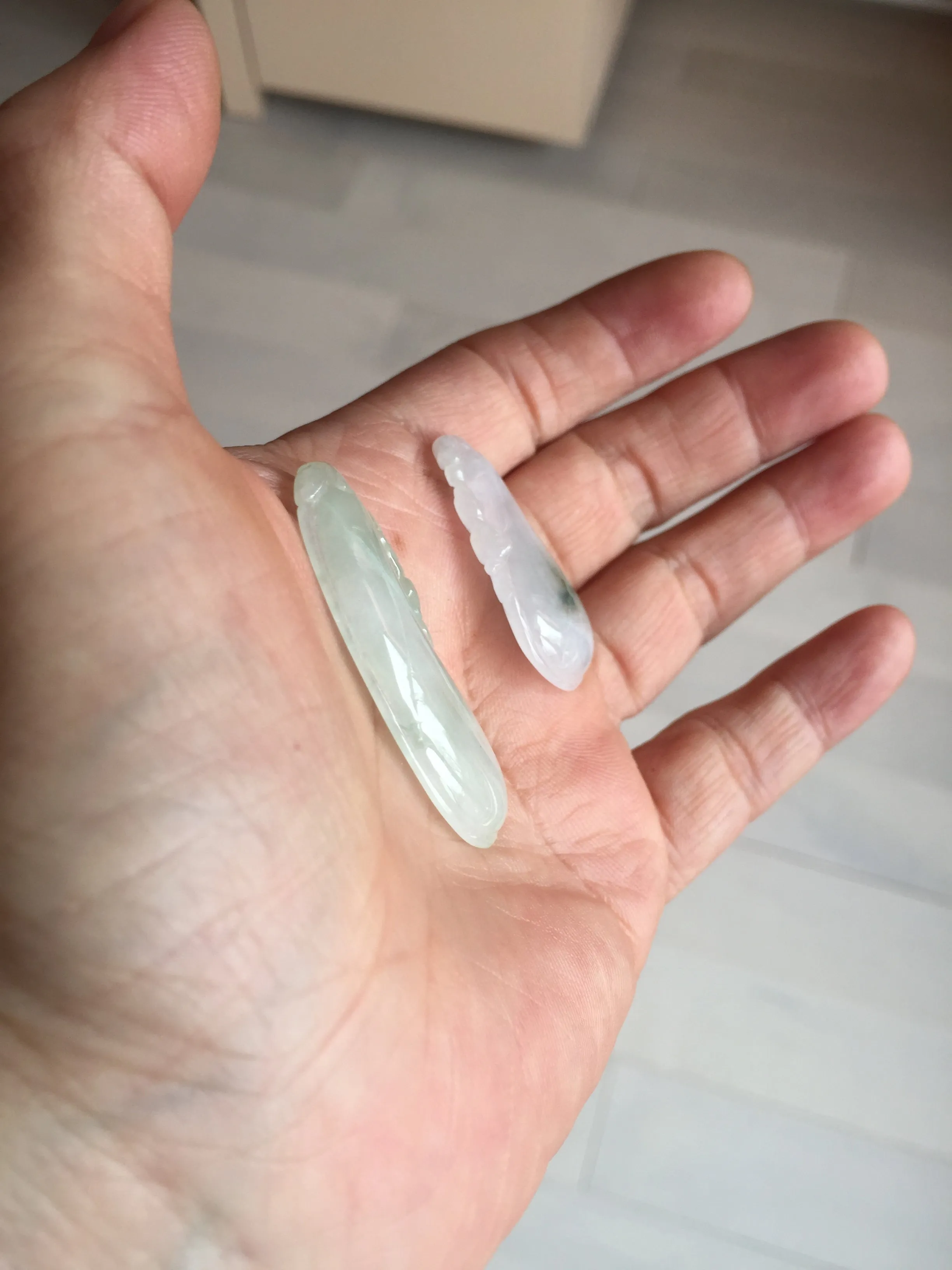 100% natural type A icy watery light purple green blessed melon(福瓜) Jadeite Jade pendant AX144