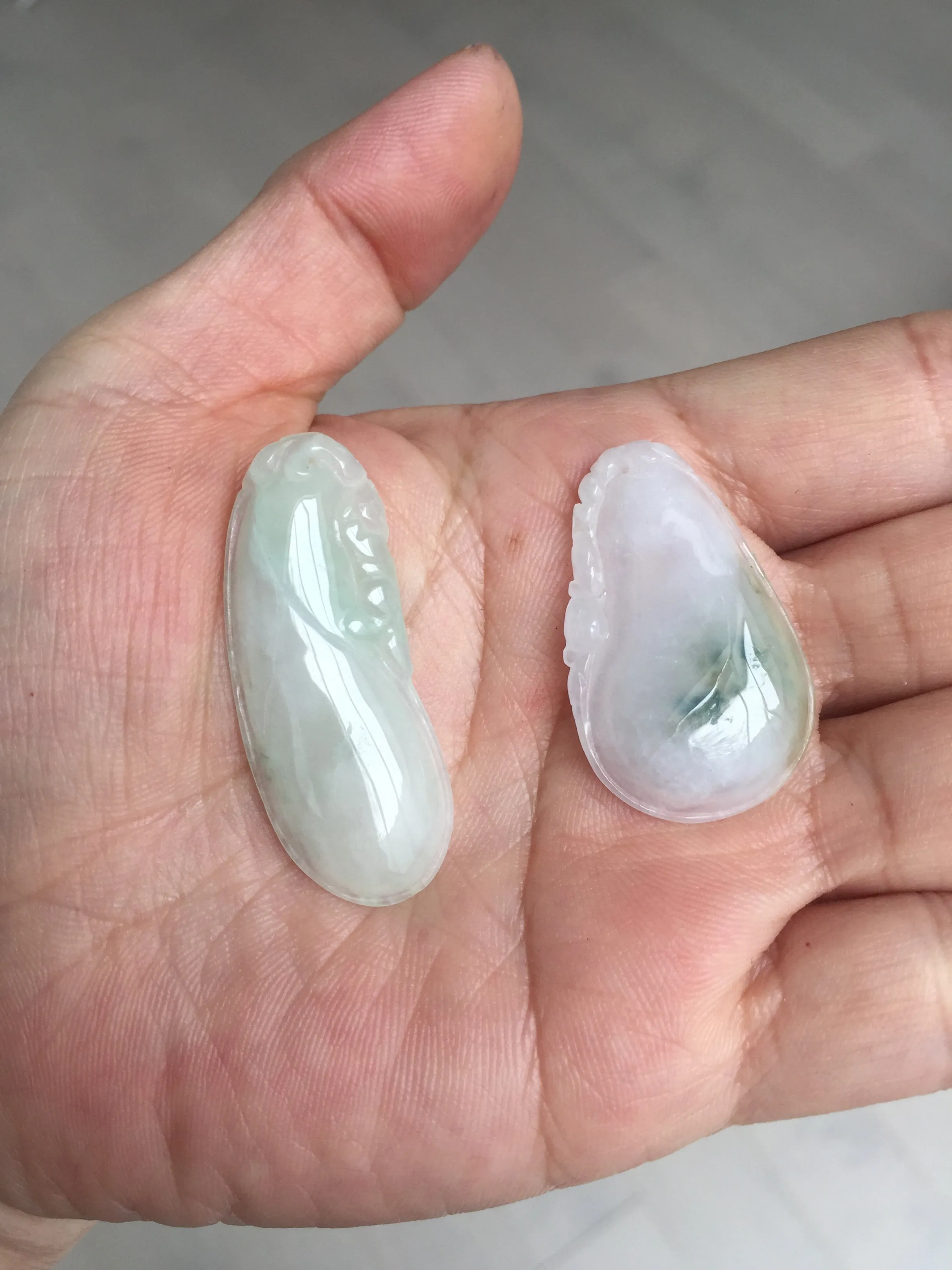 100% natural type A icy watery light purple green blessed melon(福瓜) Jadeite Jade pendant AX144