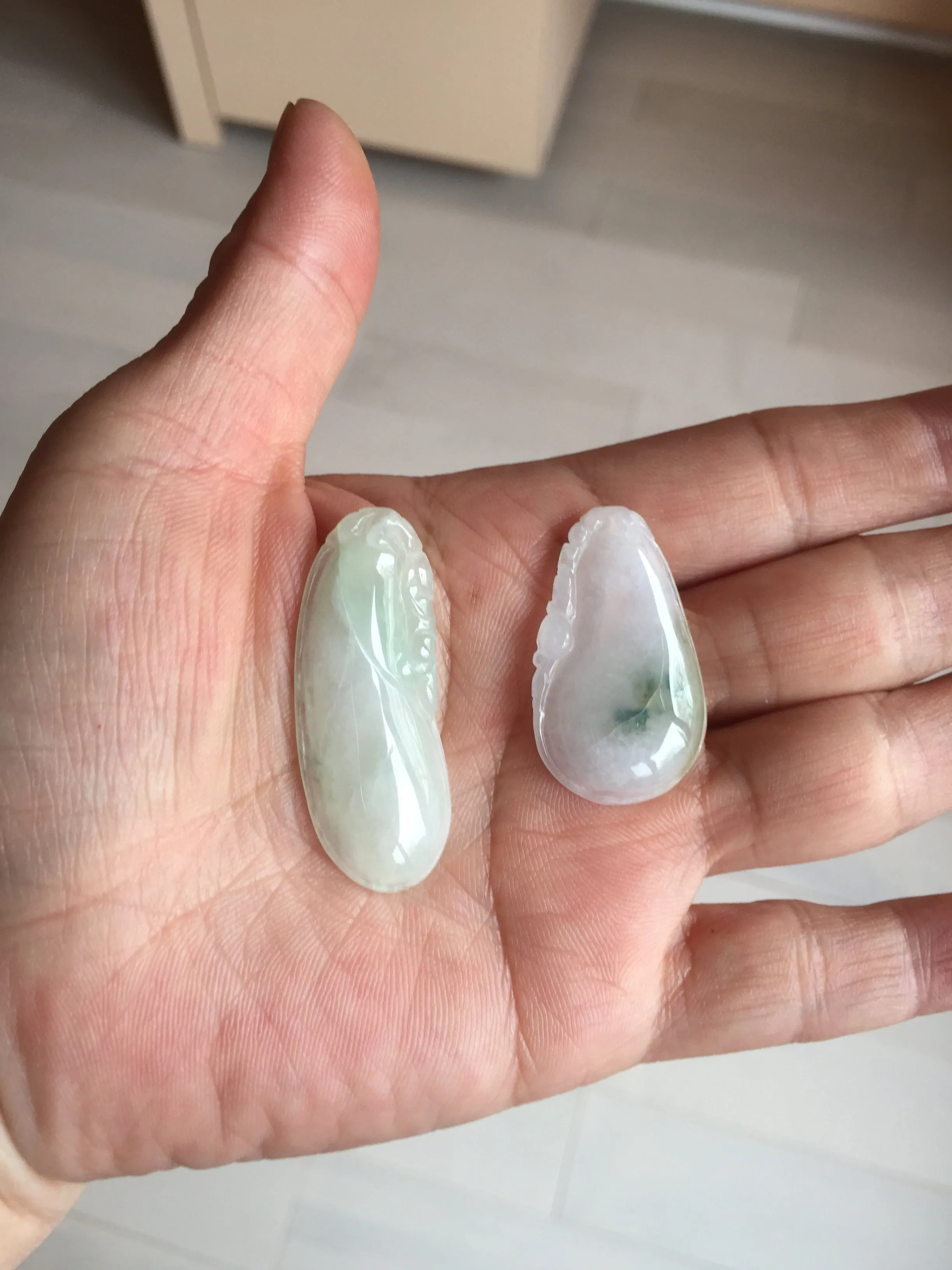 100% natural type A icy watery light purple green blessed melon(福瓜) Jadeite Jade pendant AX144