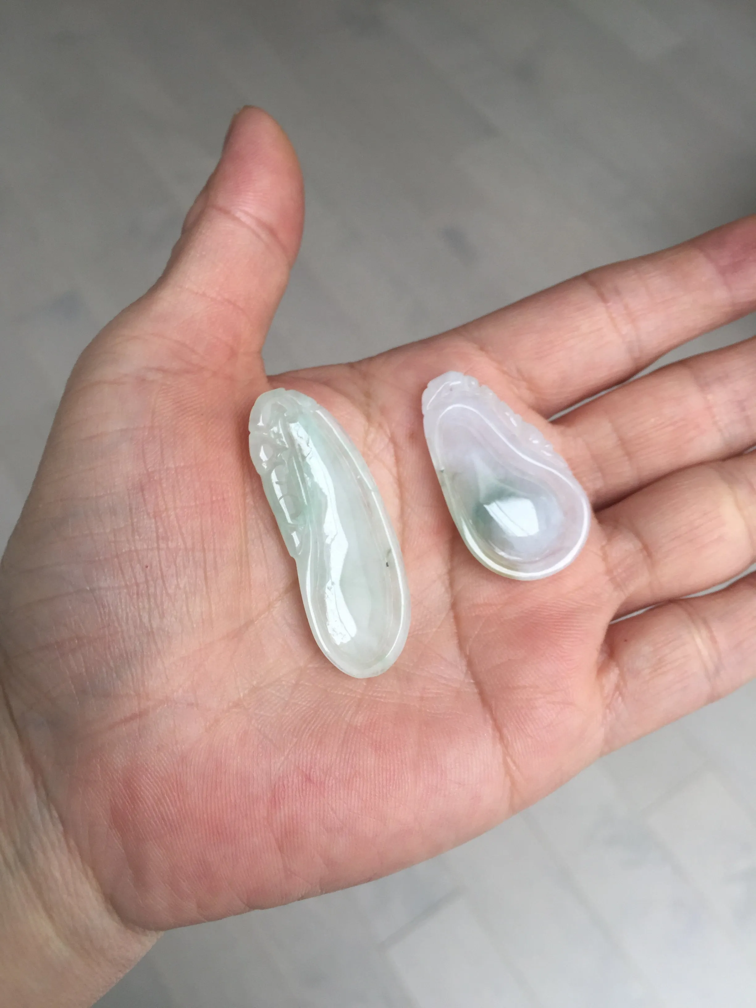 100% natural type A icy watery light purple green blessed melon(福瓜) Jadeite Jade pendant AX144