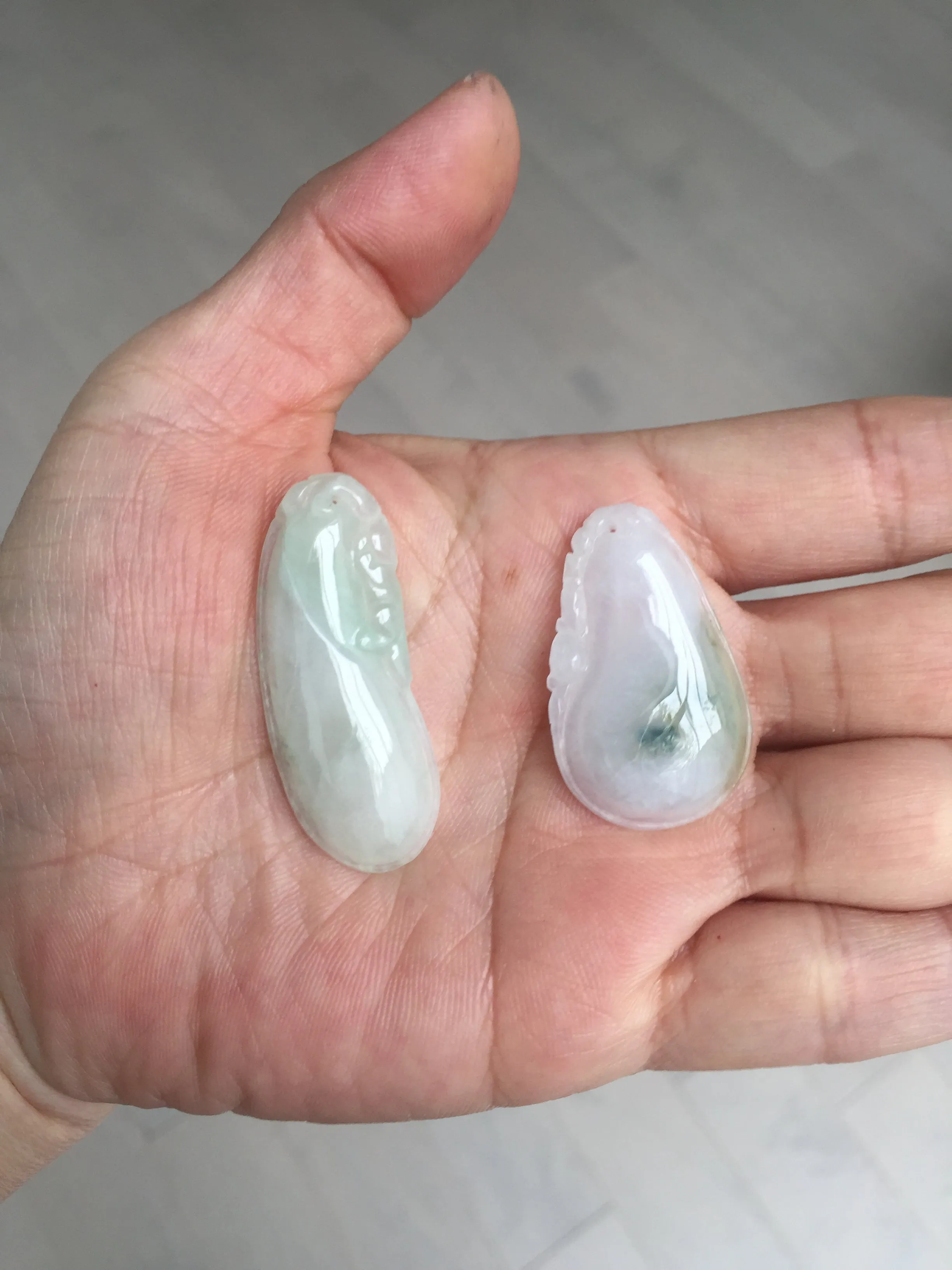 100% natural type A icy watery light purple green blessed melon(福瓜) Jadeite Jade pendant AX144