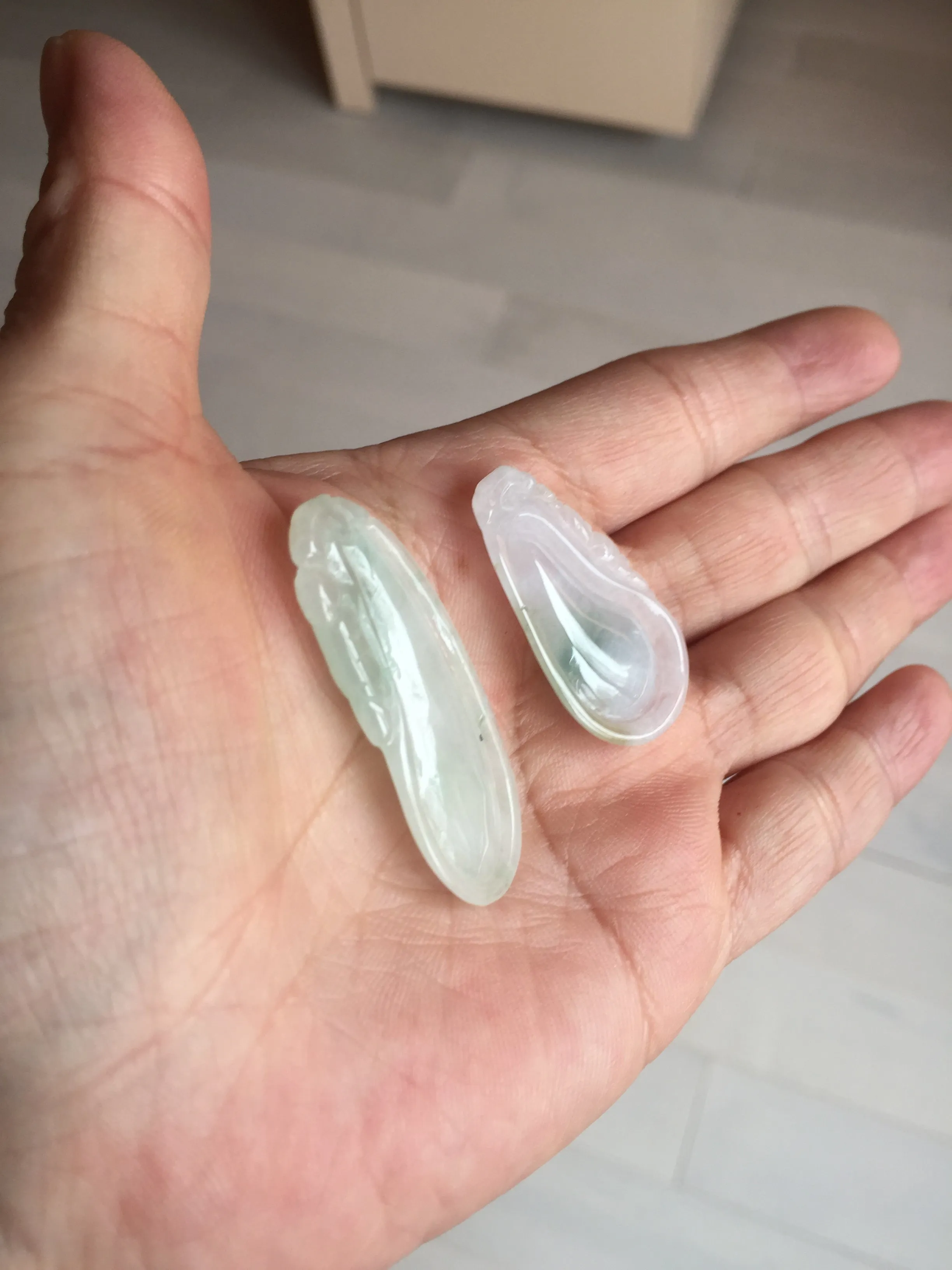 100% natural type A icy watery light purple green blessed melon(福瓜) Jadeite Jade pendant AX144