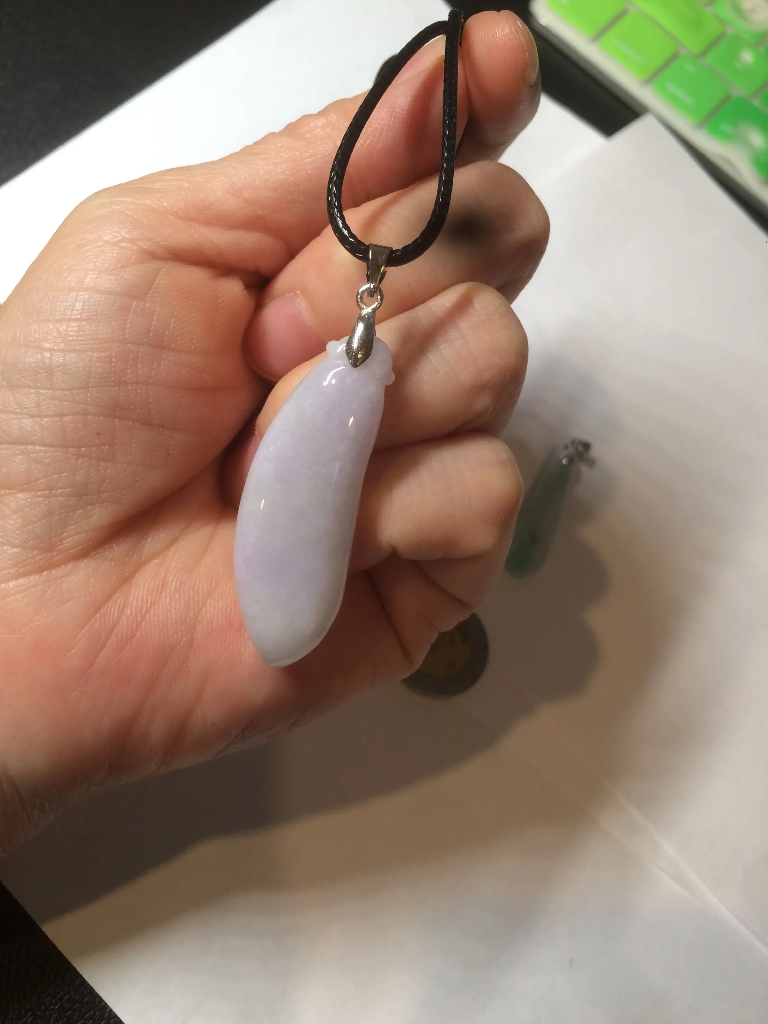 100% natural type A light purple sunny green blessed melon(福瓜) Jadeite Jade pendant AC83