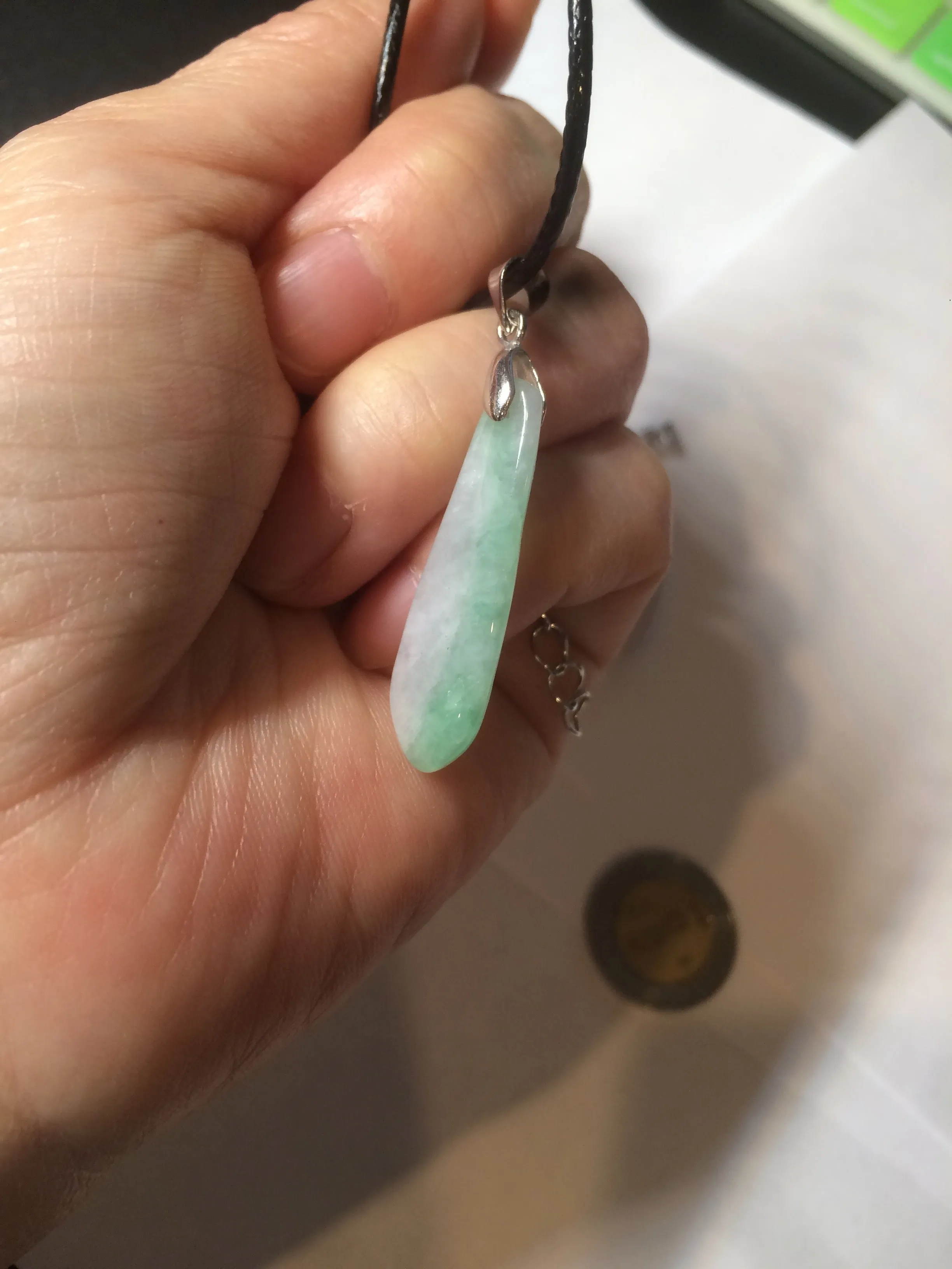 100% natural type A light purple sunny green blessed melon(福瓜) Jadeite Jade pendant AC83