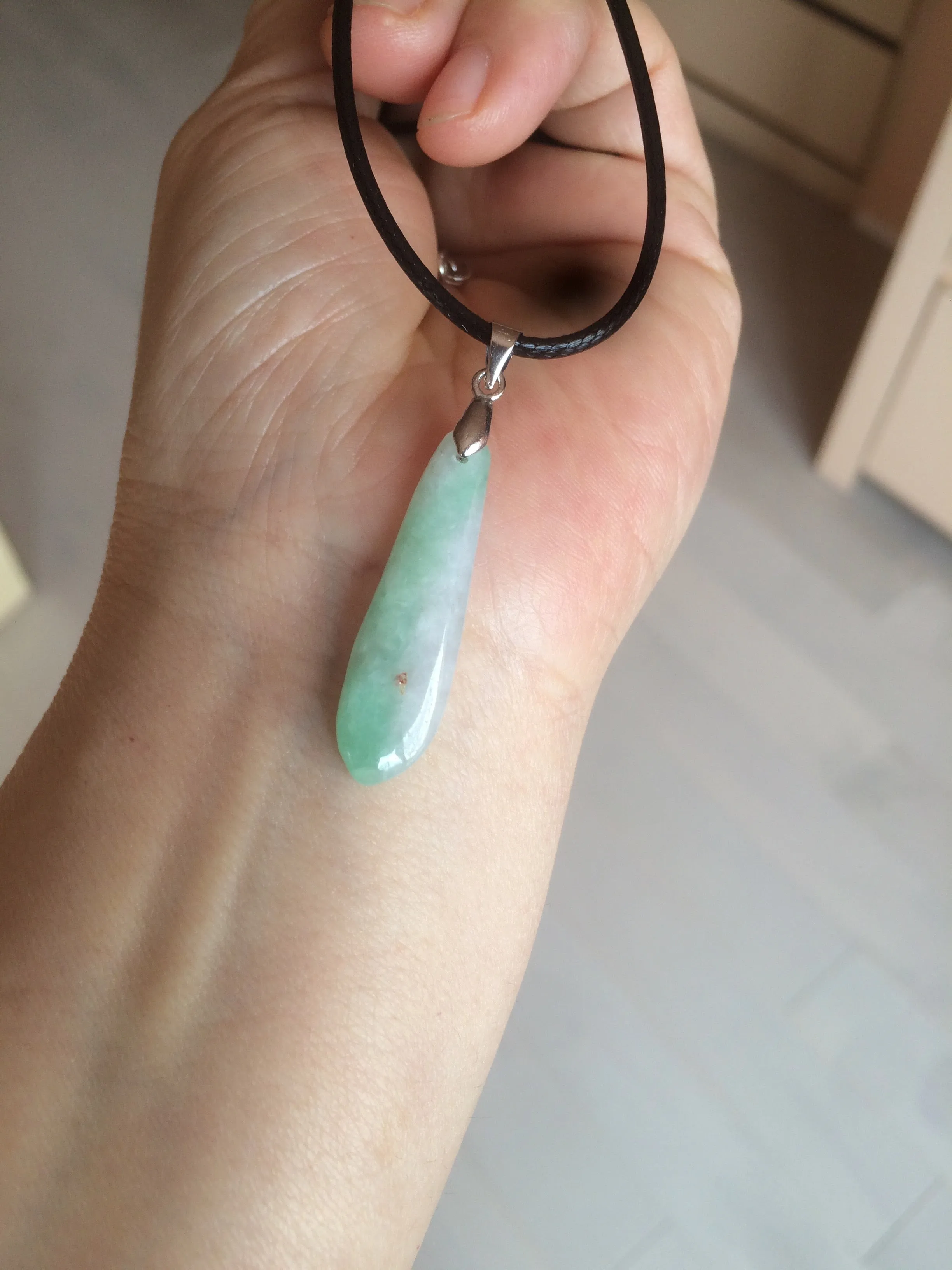 100% natural type A light purple sunny green blessed melon(福瓜) Jadeite Jade pendant AC83
