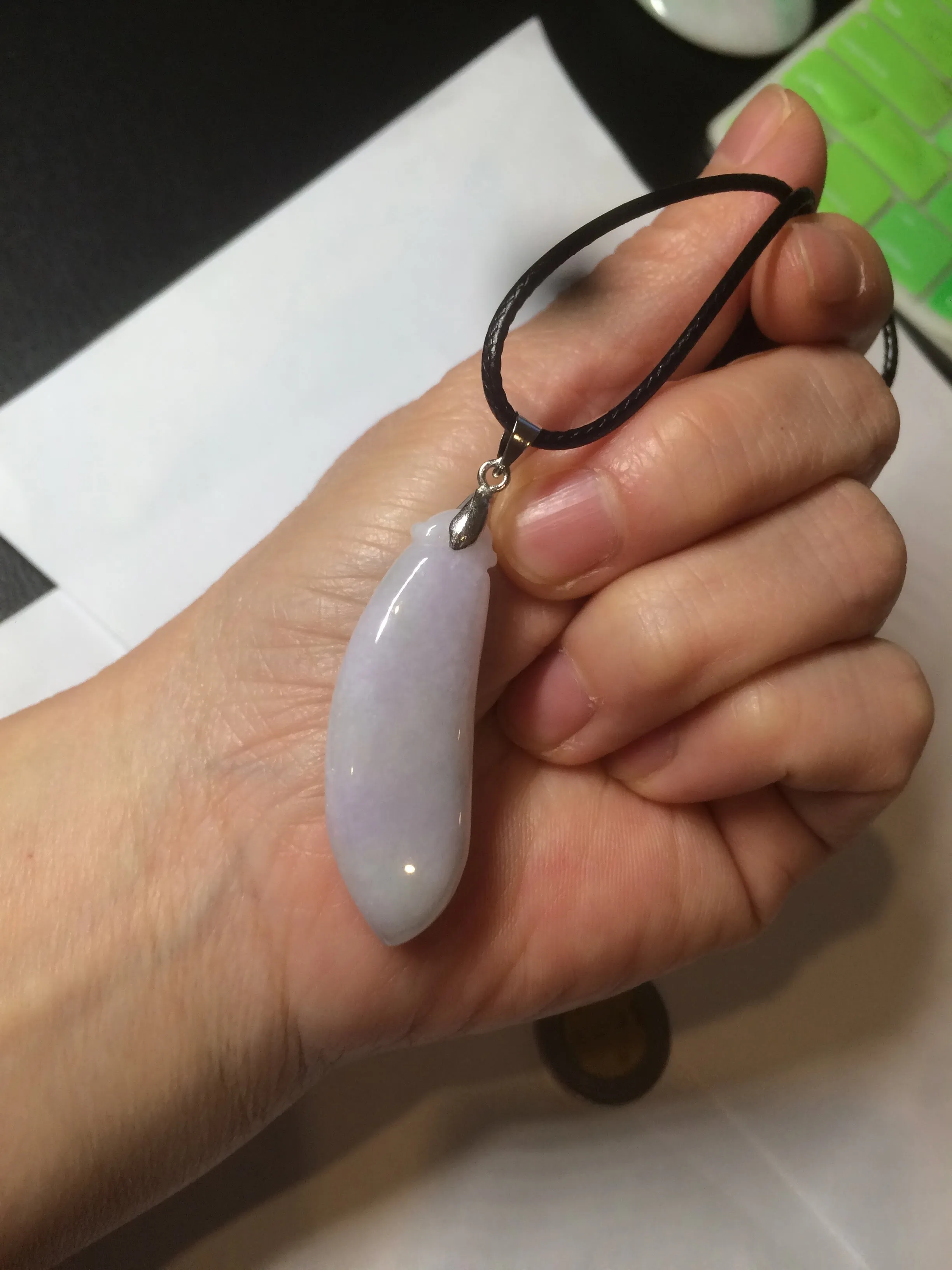 100% natural type A light purple sunny green blessed melon(福瓜) Jadeite Jade pendant AC83