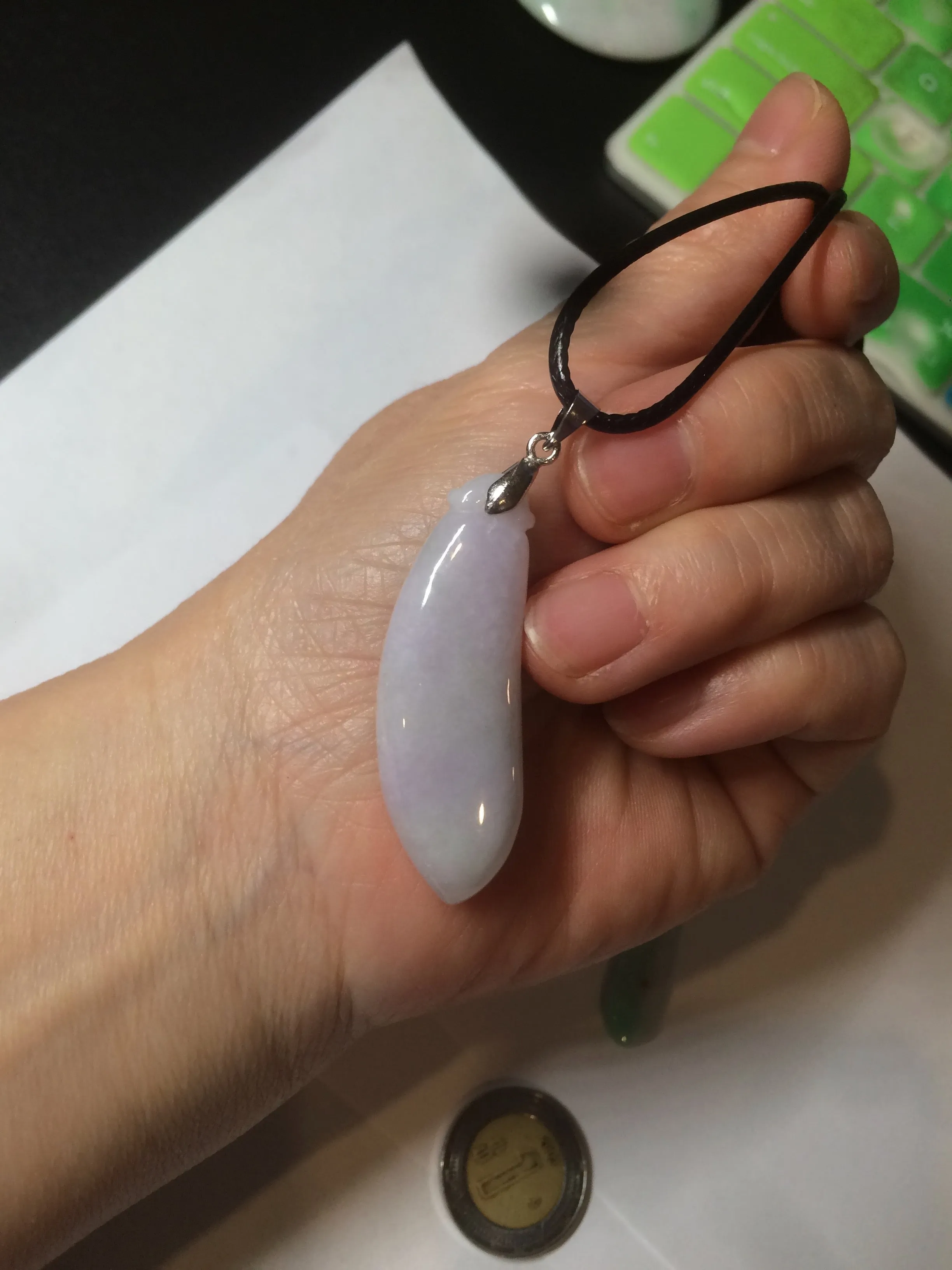 100% natural type A light purple sunny green blessed melon(福瓜) Jadeite Jade pendant AC83