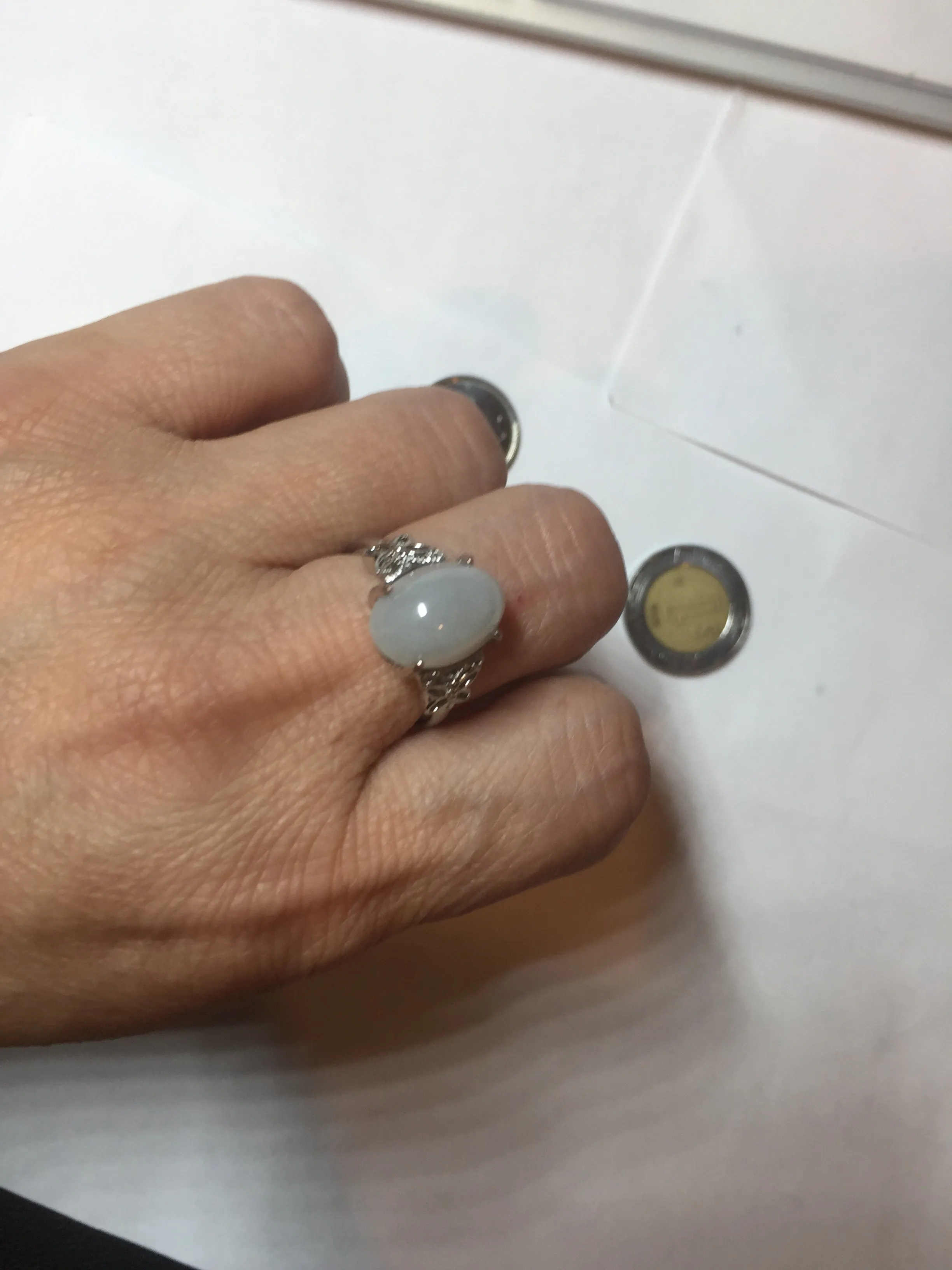100% natural type A white four-prong jadeite jade ring BP139