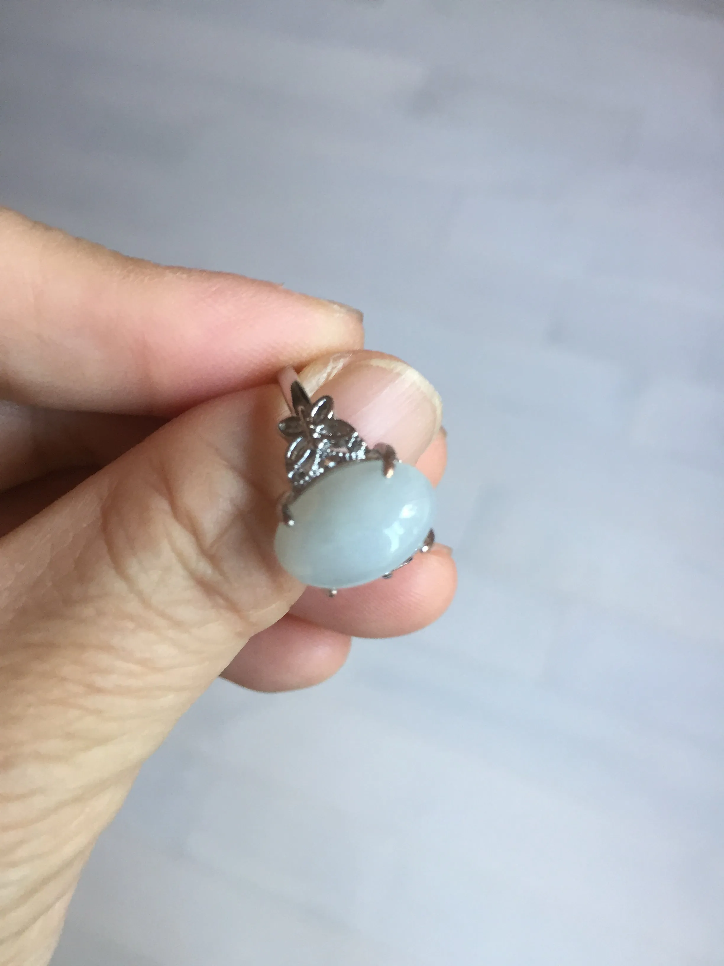 100% natural type A white four-prong jadeite jade ring BP139