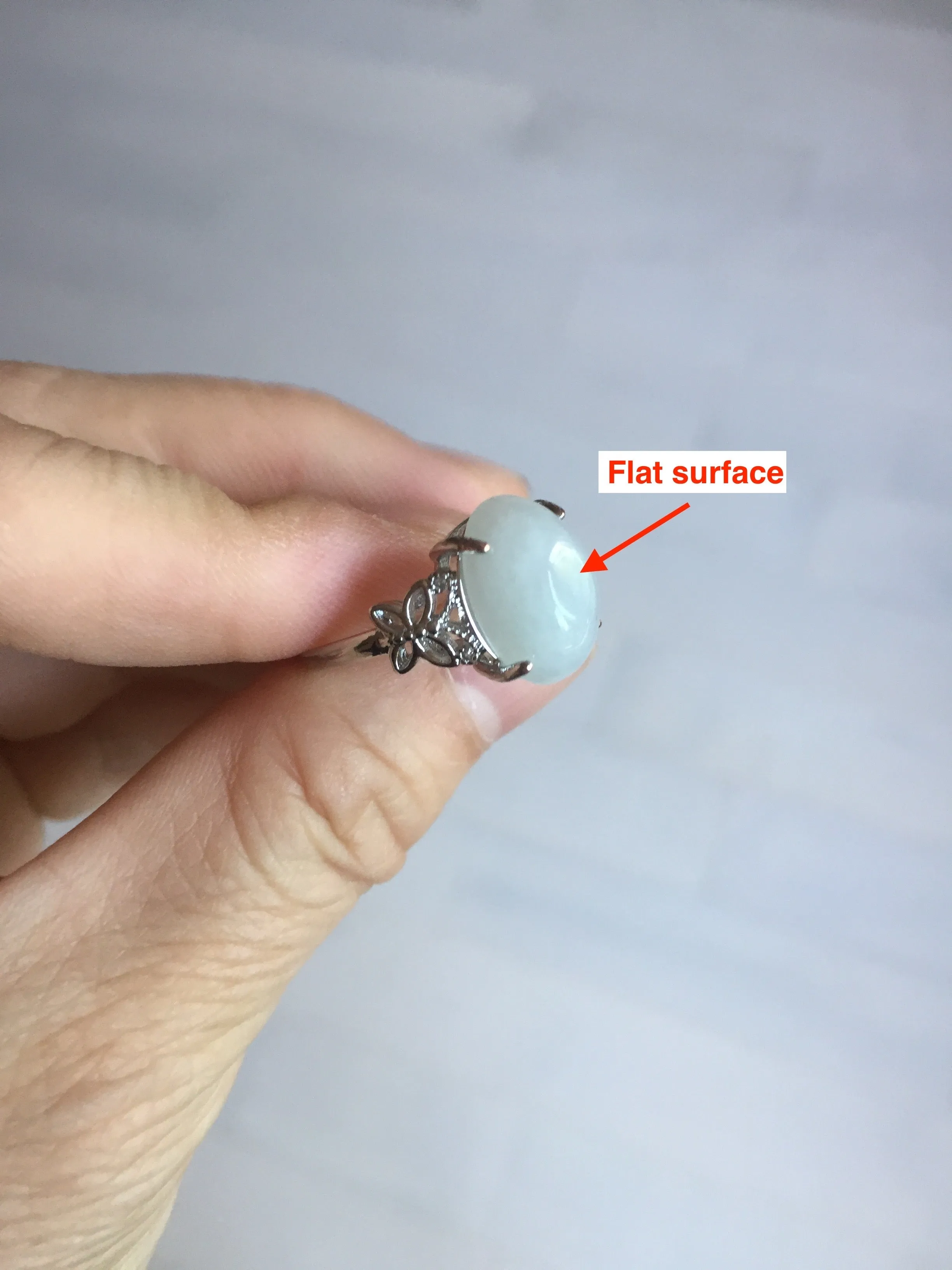 100% natural type A white four-prong jadeite jade ring BP139