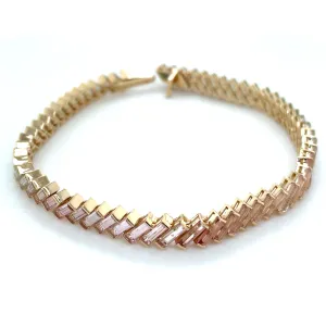 14ct Yellow Gold Earth Grown 11.84ct Pastel Rainbow Baguette Tourmaline Tennis Bracelet