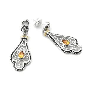 14K And 925 Sterling Sliver Earrings With Citrine (141E114766CTWT)