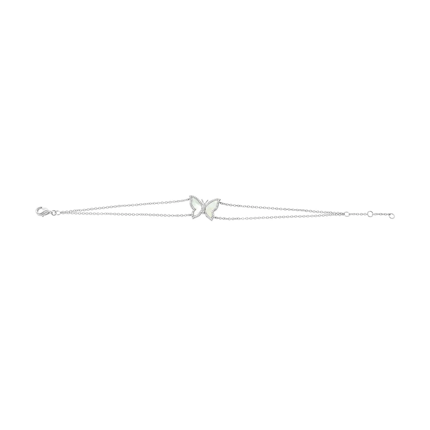 14k Gold Diamond & Pearl Butterfly Bracelet