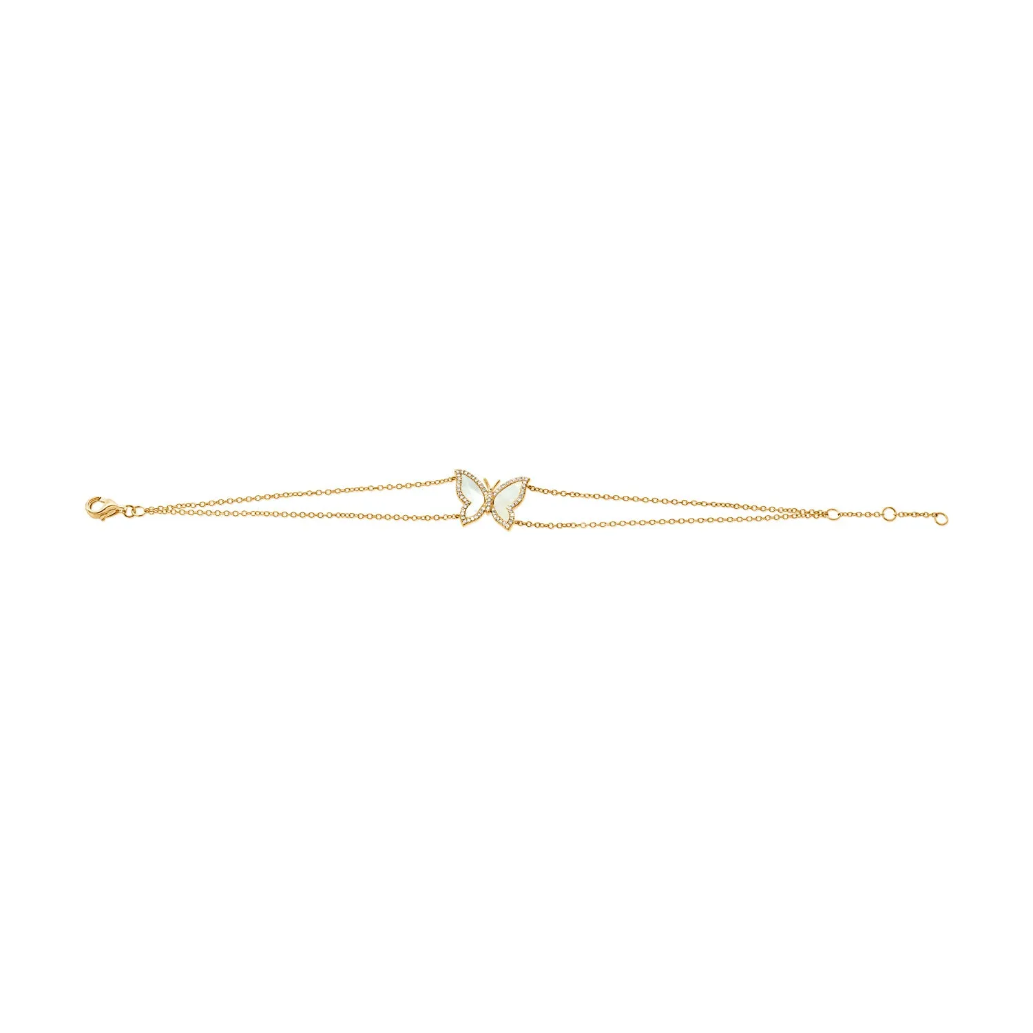 14k Gold Diamond & Pearl Butterfly Bracelet