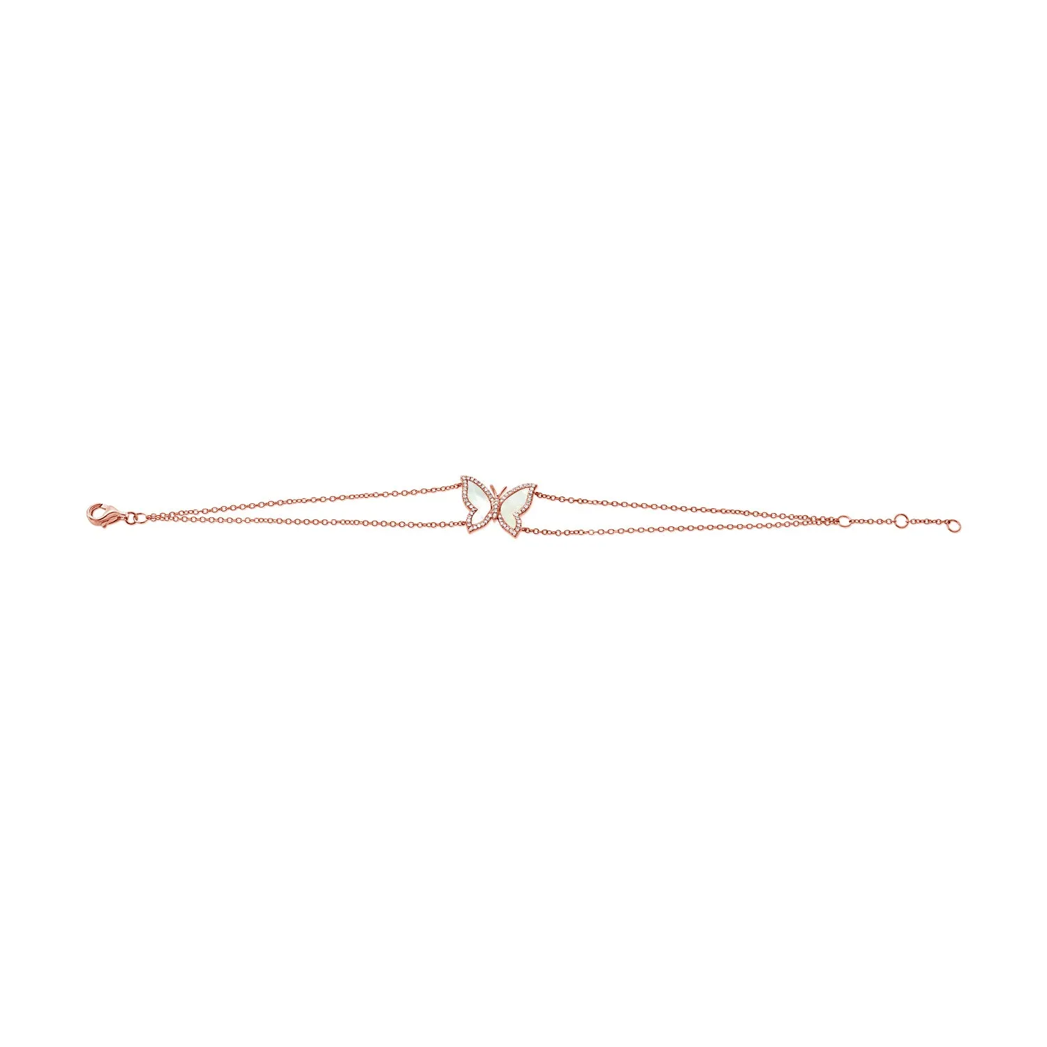 14k Gold Diamond & Pearl Butterfly Bracelet