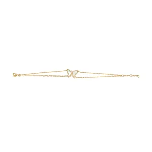14k Gold Diamond & Pearl Butterfly Bracelet