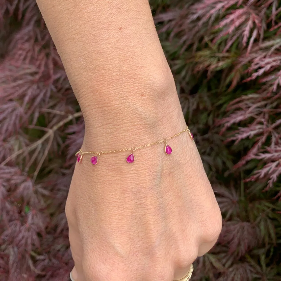 14k Pear Ruby bracelet