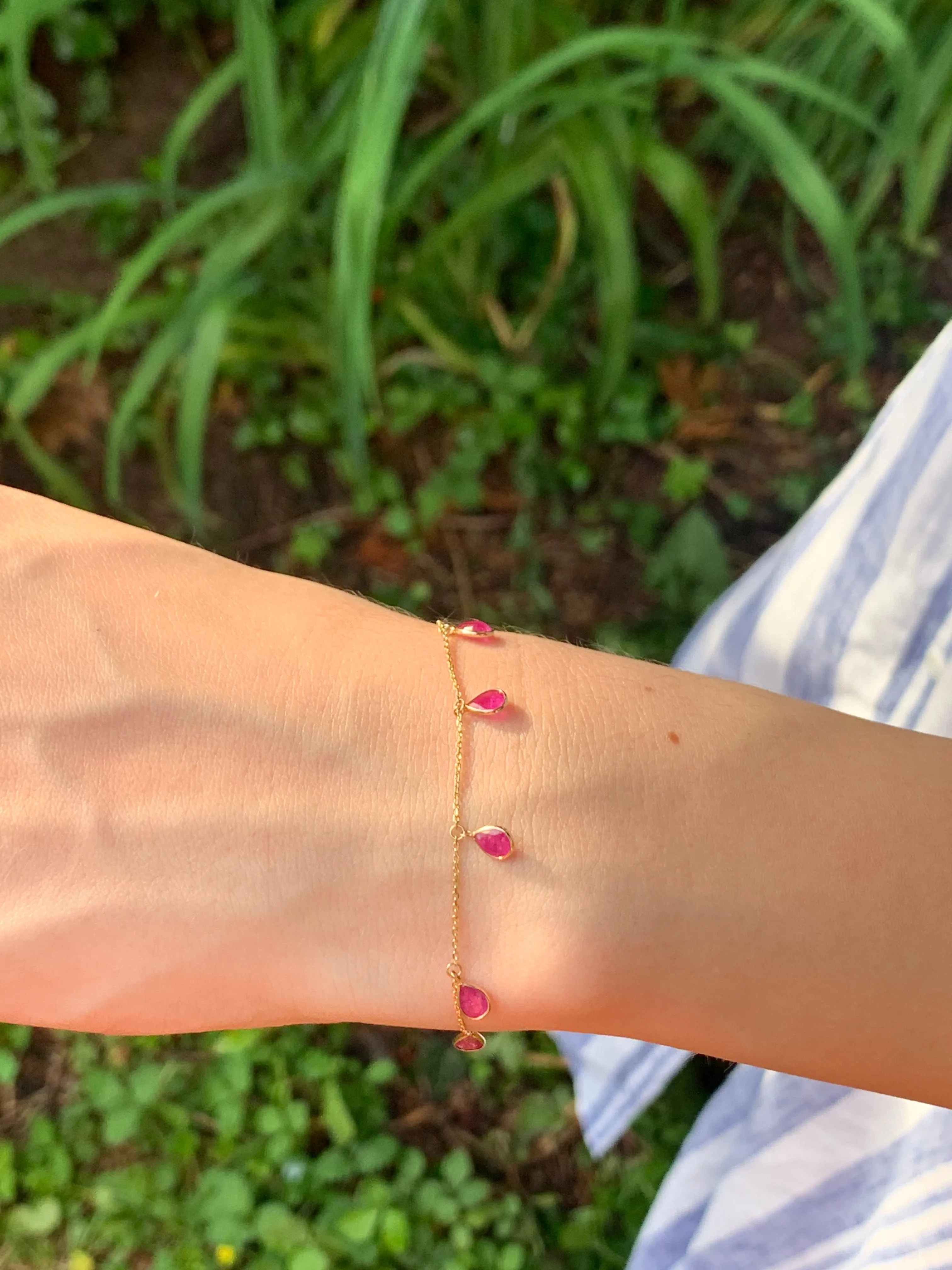 14k Pear Ruby bracelet
