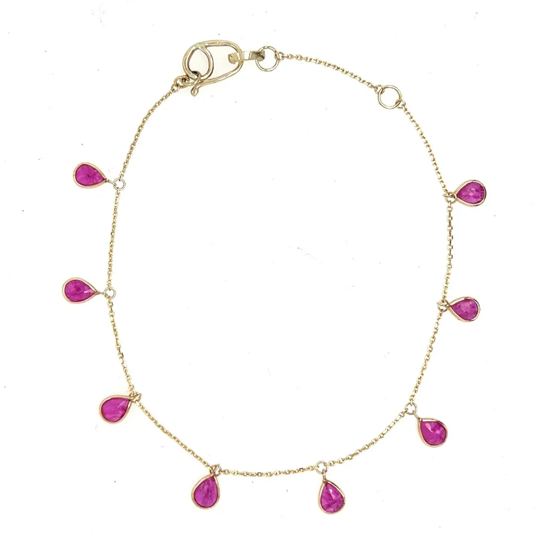 14k Pear Ruby bracelet