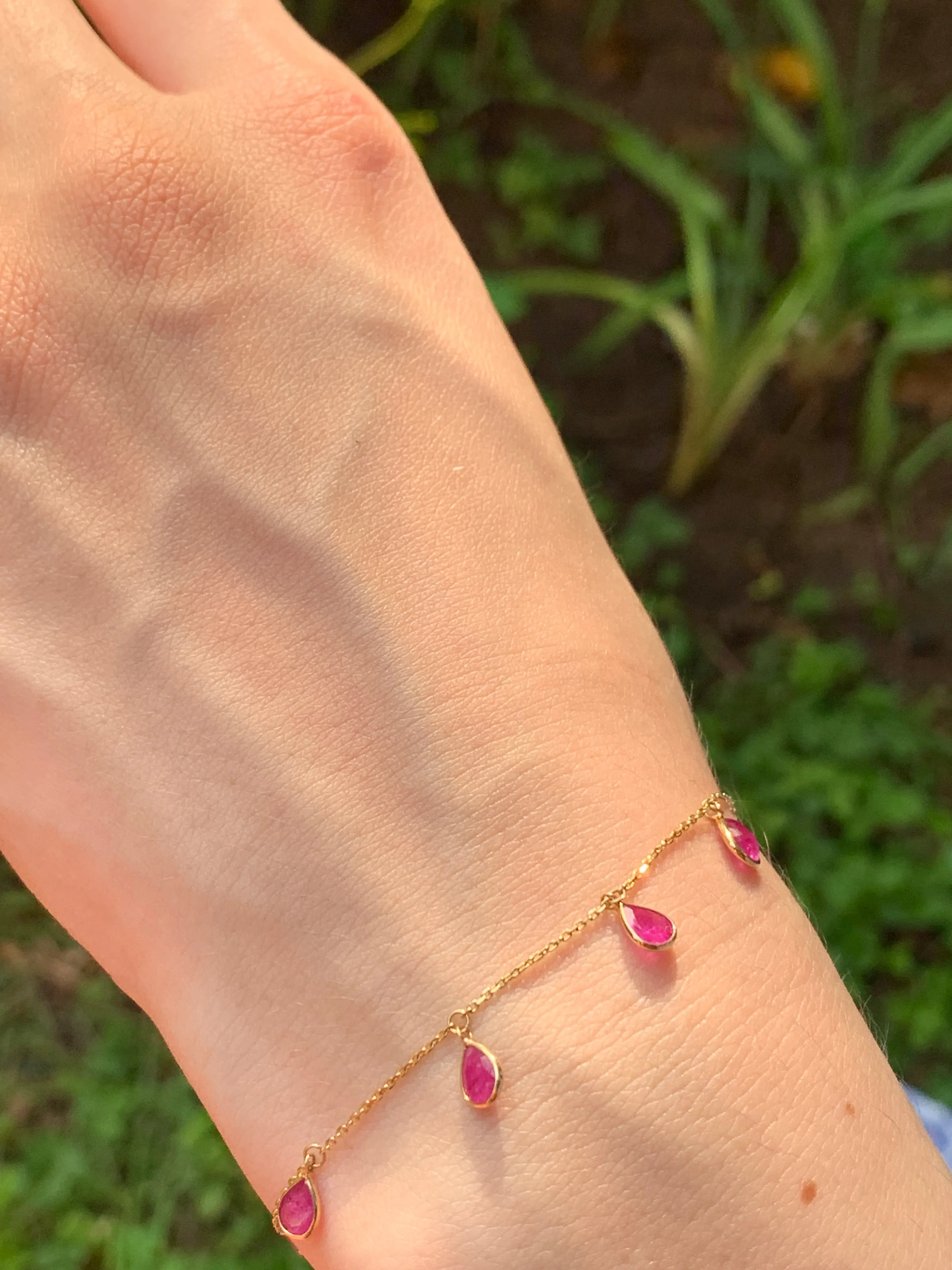 14k Pear Ruby bracelet