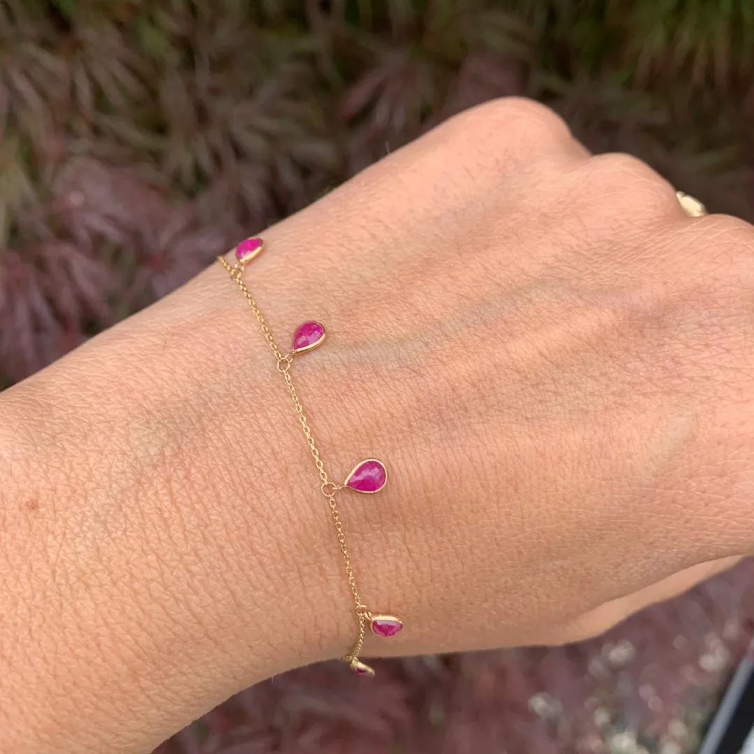 14k Pear Ruby bracelet