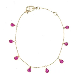 14k Pear Ruby bracelet