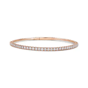 14K Rose Gold Diamond Clasped Bangle