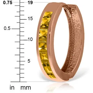 14K Solid Rose Gold Hoop Huggie Earrings w/ Citrines