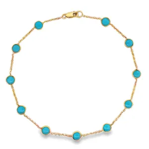14k Turquoise Station Anklet