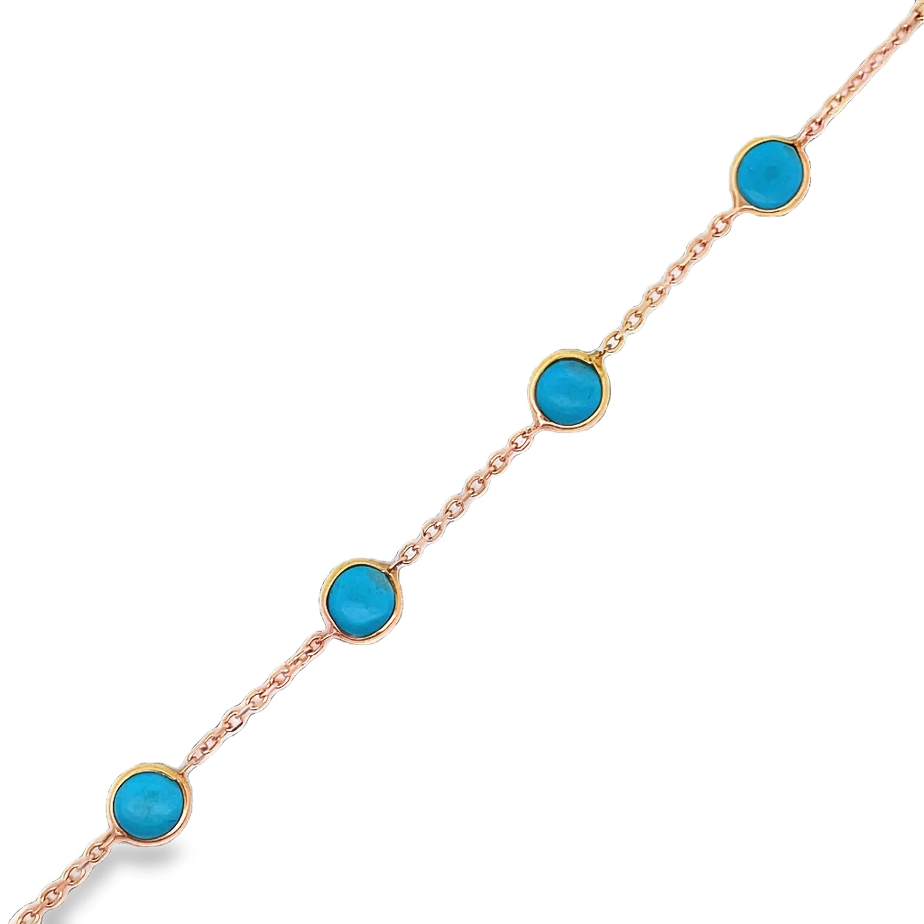 14k Turquoise Station Bracelet