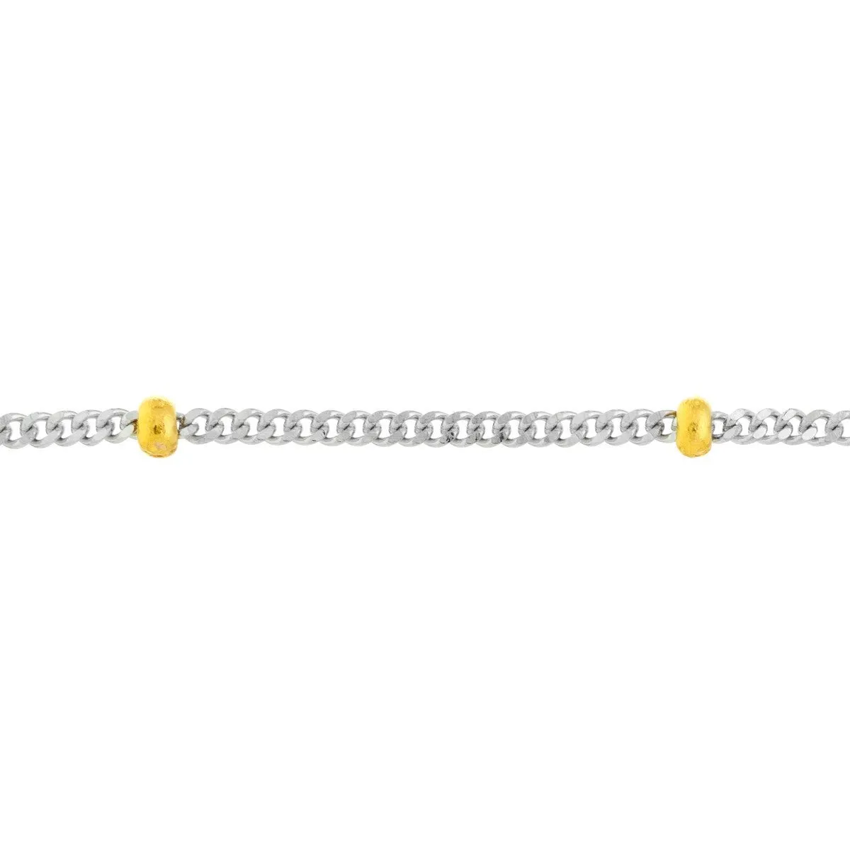 14K Two-Tone Gold Saturn Curb Chain with Lobster Lock Anklet