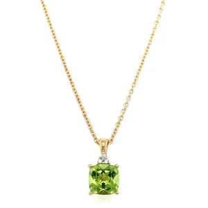 14K Two Tone Peridot & Diamond Necklace