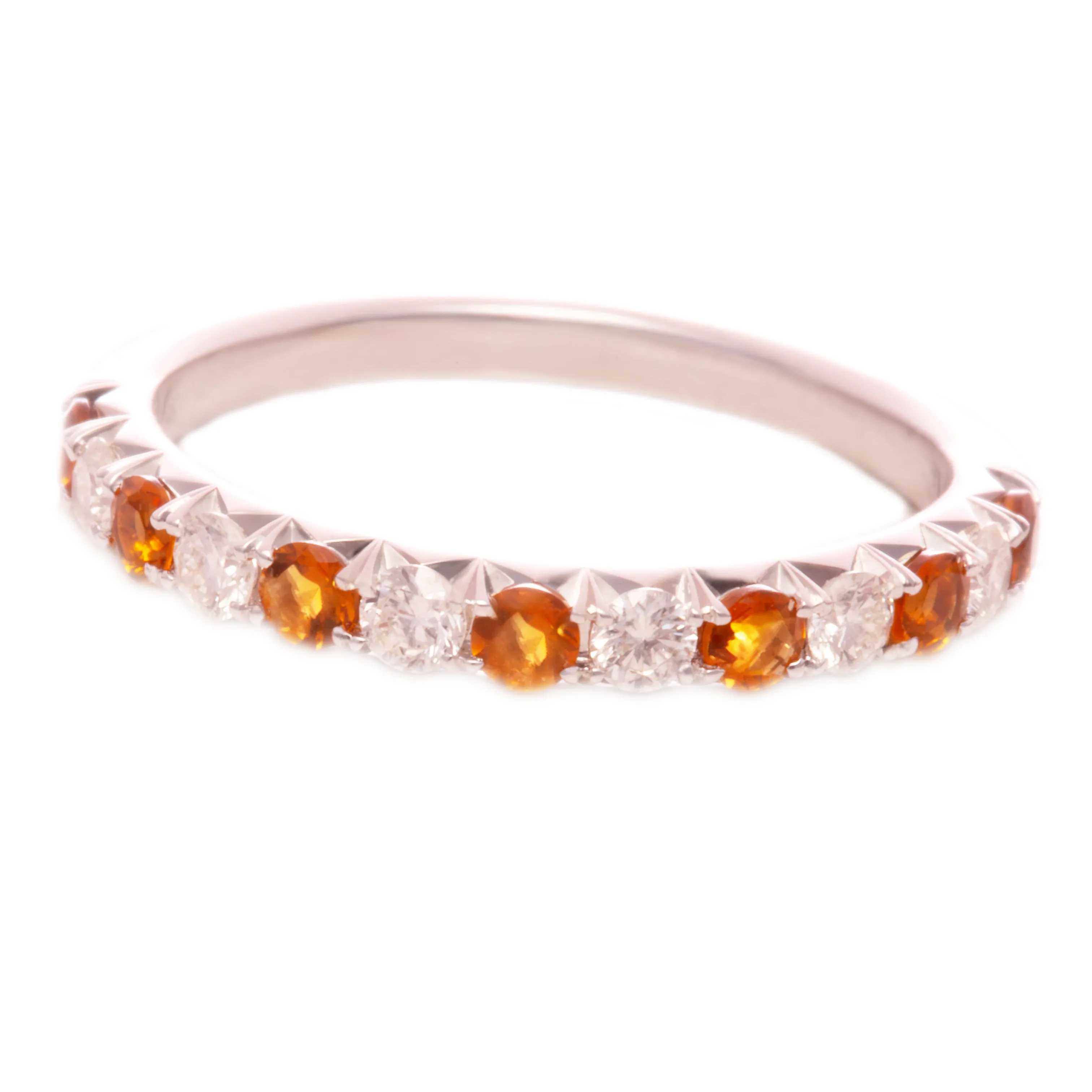 14k White Gold Diamond & Citrine Band