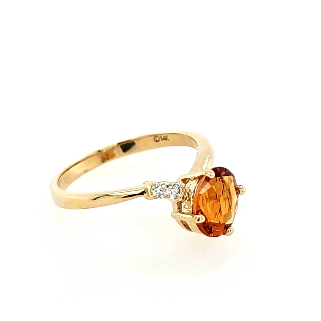 14k Yellow Gold Citrine & Diamond Ring (I8172)