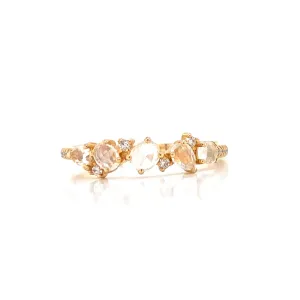 14K Yellow Gold Diamond   Moonstone Ring