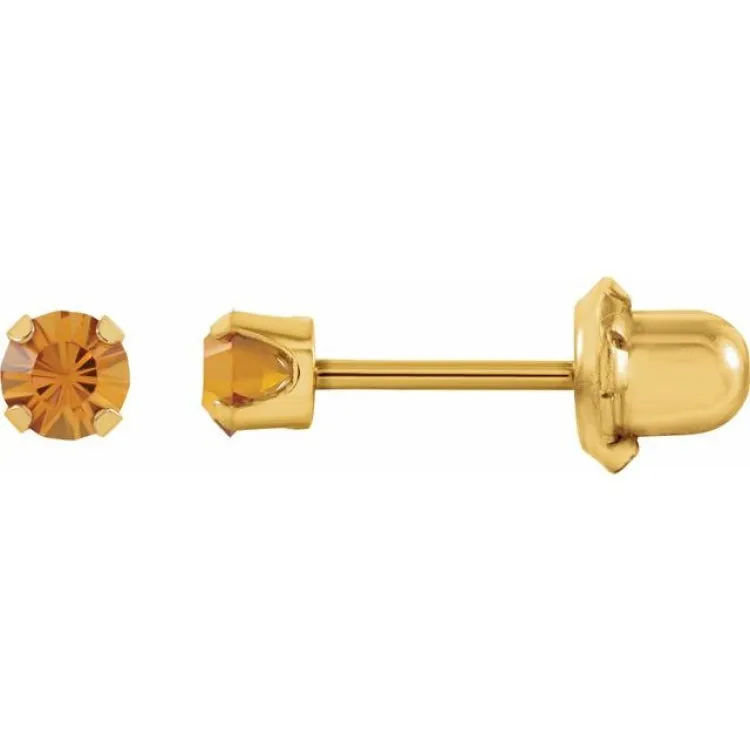 14K Yellow Imitation Citrine Inverness® Piercing Earrings