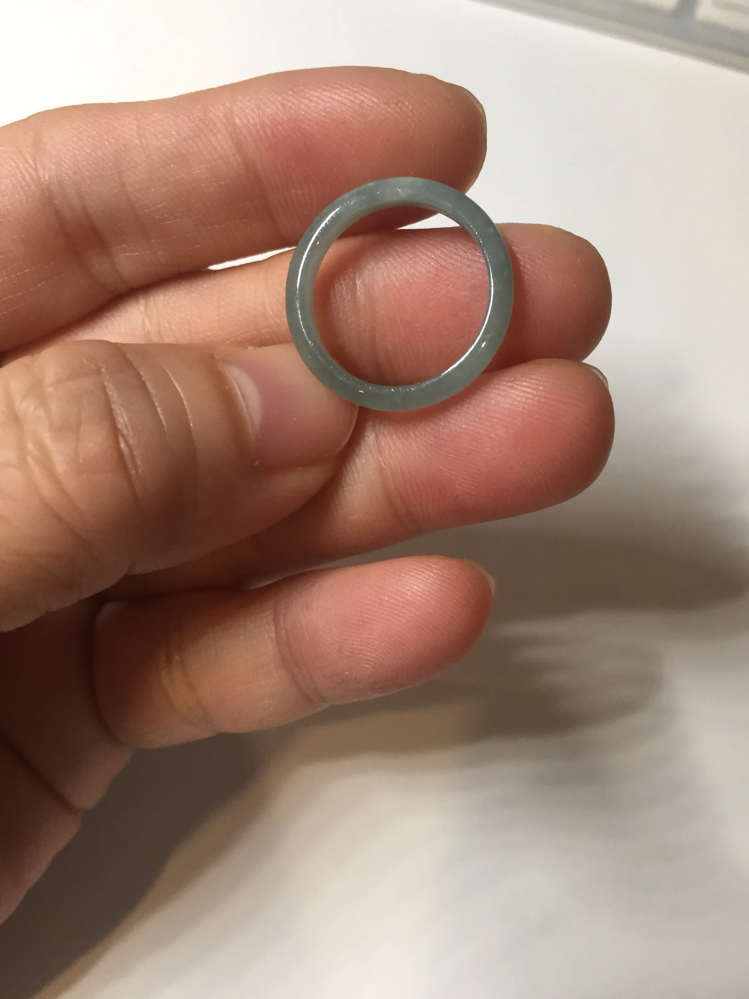 15.3mm size 4 1/2 100% natural type A icy watery green/blue icy watery Guatemala slim jadeite jade band ring group BP89
