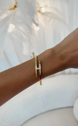 18K Gold Plated Waterproof Zircon Diamond Bangle Bracelet