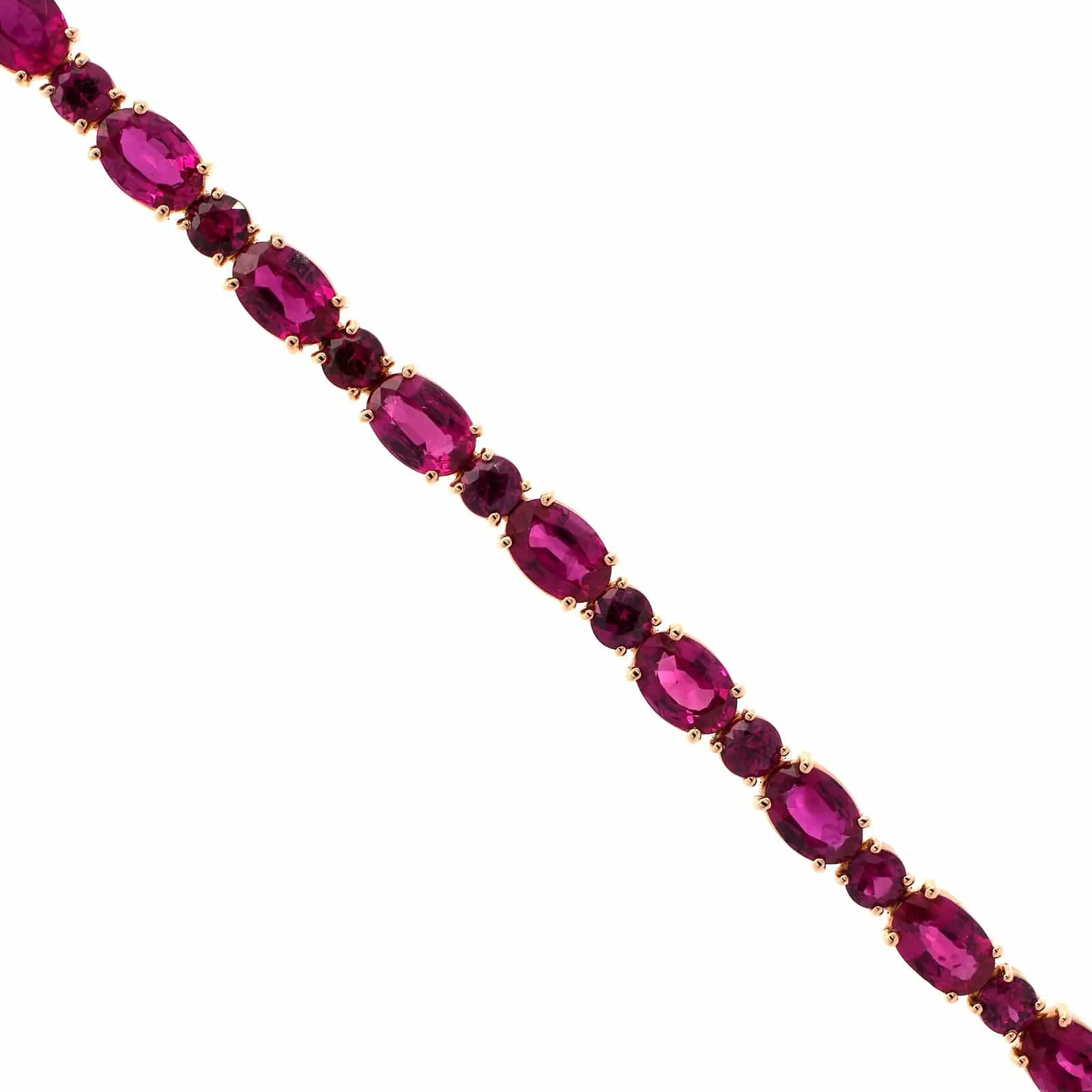 18K Rose Gold Oval and Round Ruby Bracelet