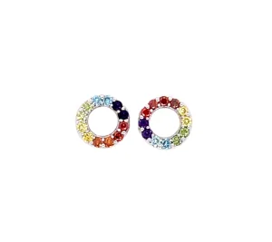 18k White Gold Rainbow Sparkle Circles