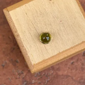 18KT Yellow Gold Round Cabochon Peridot Bezel Pendant Slide