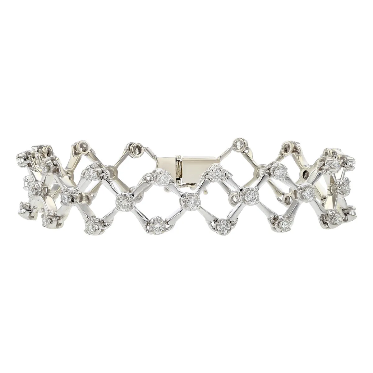2.46-carat Diamond 14K Gold Cross Link Bracelet
