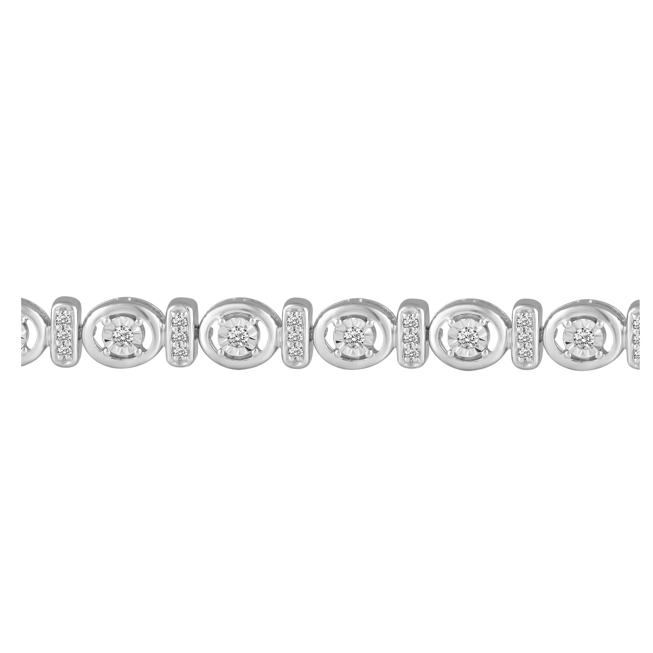 3/4 Carat tw Natural Diamond Circle Cluster Tennis Bracelet in 925 Sterling Silver