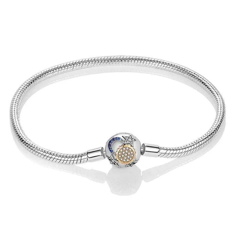 925 Sterling Silver Charm Bracelets for Women, Zircon Stones, Adjustable Length and Elegant Star Design